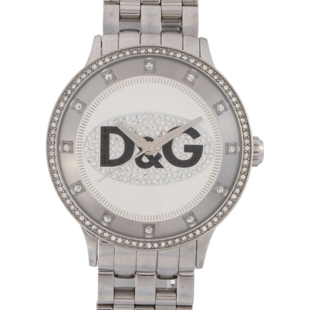 D&G Silver Watch with Crystal Accents
